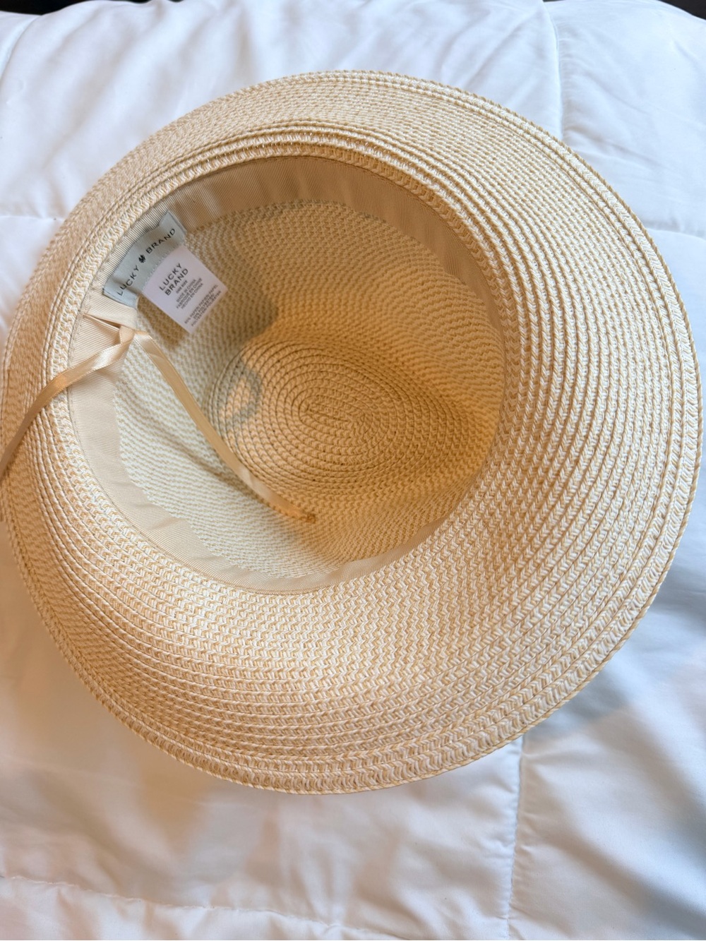 Lucky Brand Cream Straw Sun Hat with Tan Trim - Picture 4 of 5